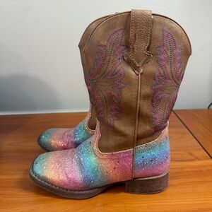 Roper Kids Girls Rainbow Sparkle Cowgirl Western Boots Girly Unicorn 1